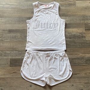 Juicy Couture White Embossed Tank and Shorts Set